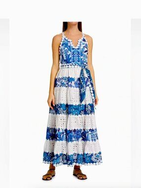 farm rio tropical tapestry halter neck linen maxi dress reviews Farm Rio Sleeveless Halter Linen-Blend Maxi Dress